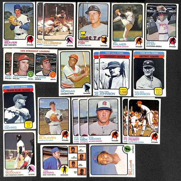 Lot of 500+ 1973 Topps Baseball Cards w. Nolan Ryan